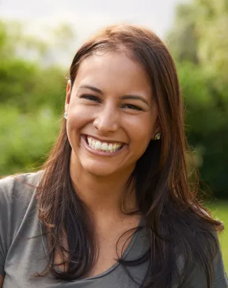 Lady smiling happily